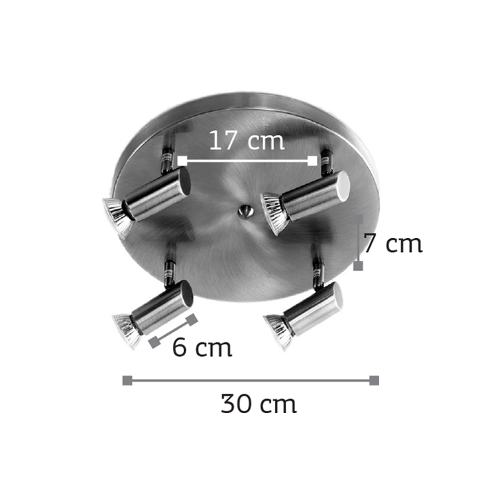 INLIGHT TETRAFOTO SPOT METALLIKO NIKEL MAT GU10 F30x7cm 9075-4